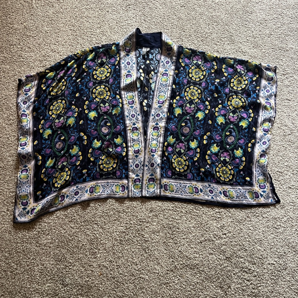 Anthropologie Blank London Kimono Poncho Floral Multicolor One Size